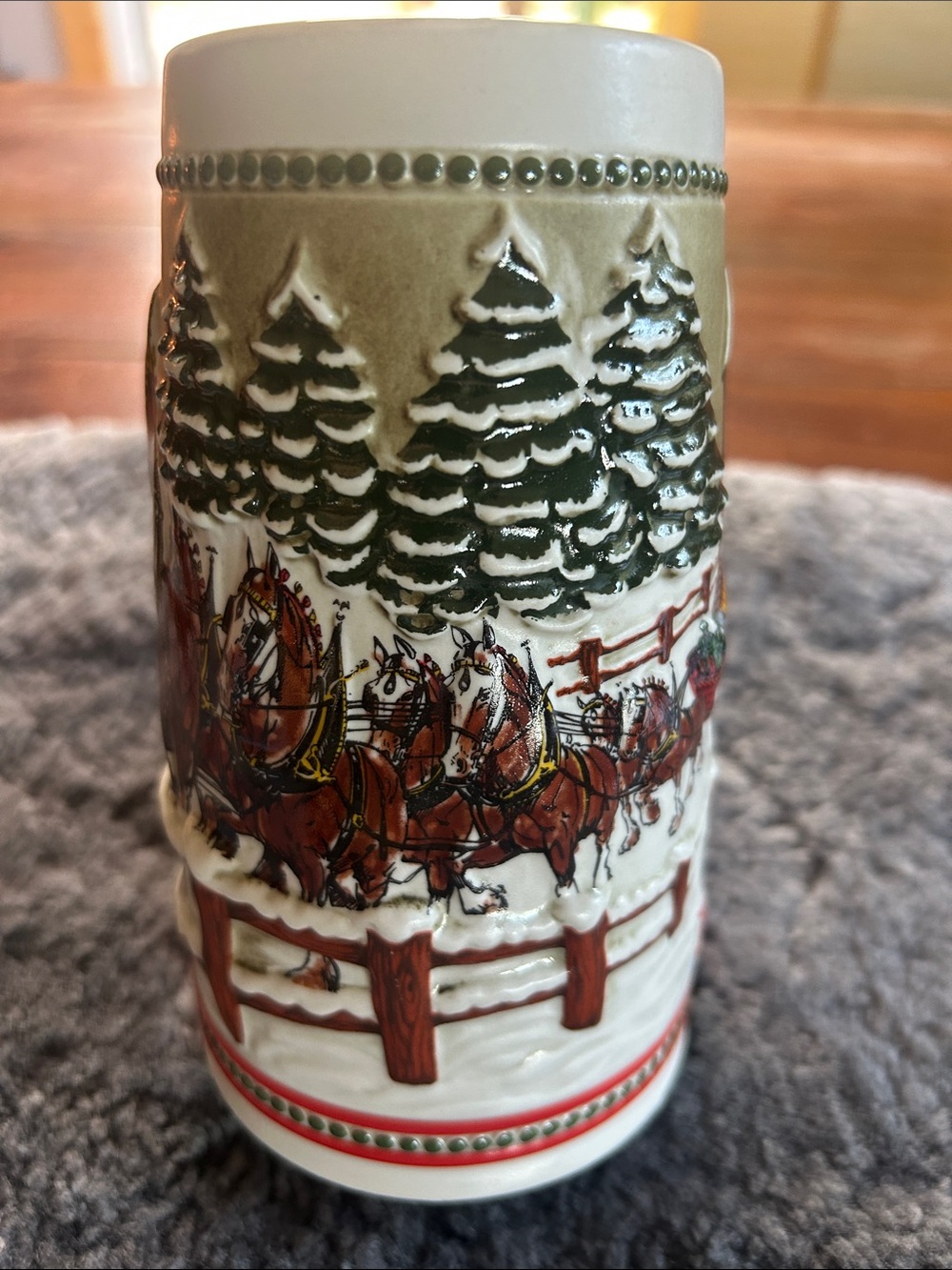 1980’s Budweiser Beer Stein Holiday Stein Clydesdales